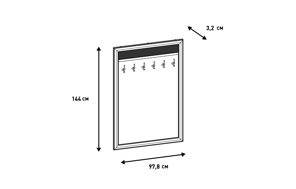 Вешалки - изображение №3 "Панель с крючками Изотта"  на www.Angstrem-mebel.ru